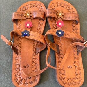 Handcrafted Floral Leather Sandals